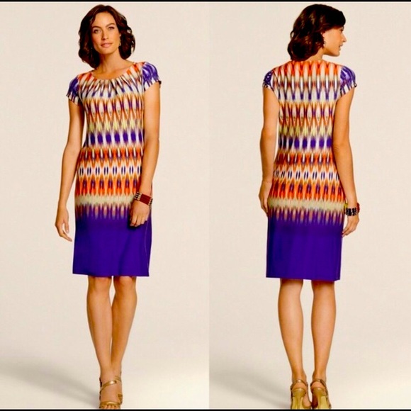 Chico’s Ombré Ikat Print Dress - Picture 1 of 7